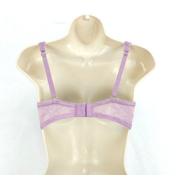 Victorias Secret Dream Angels Lined Demi Bra Lace High Neck 32DD Lavender NEW - Picture 6 of 8